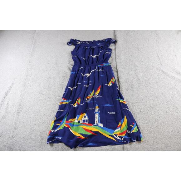 Conversations Anthropologie Dress 4 Colloquial Nautical Lighthouse No Belt - Picture 2 of 10